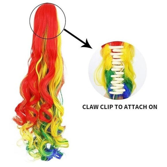 JoneTing Rainbow Wig Curly Multi-Red Synthetic Wigs Hair for Halloween Cosplay main image 10